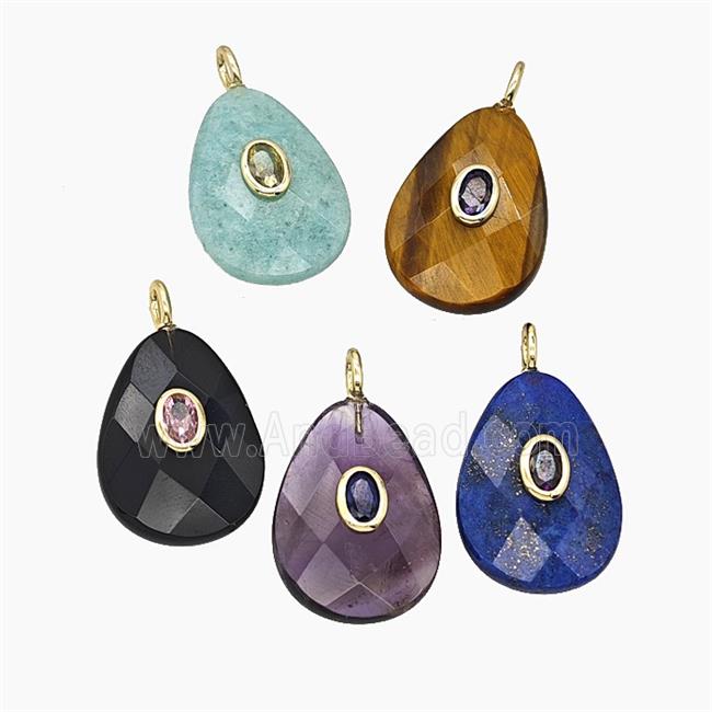 Gemstone Pendant Pave Zircon, gold plated