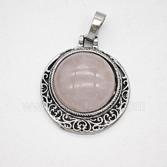 Gemstone Pendant, Antique Silver Plated