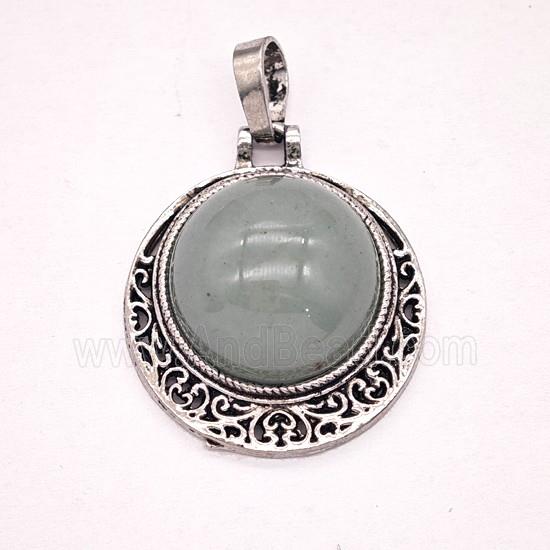 Gemstone Pendant, Antique Silver Plated
