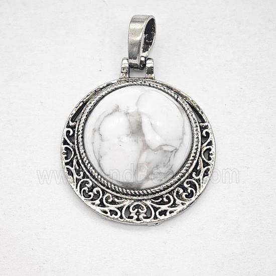 Gemstone Pendant, Antique Silver Plated