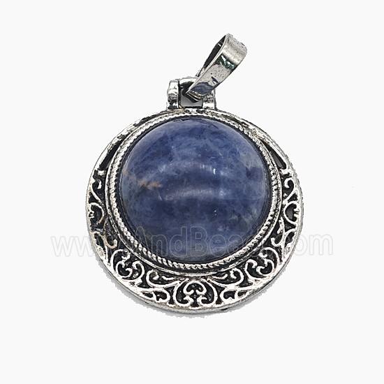 Gemstone Pendant, Antique Silver Plated