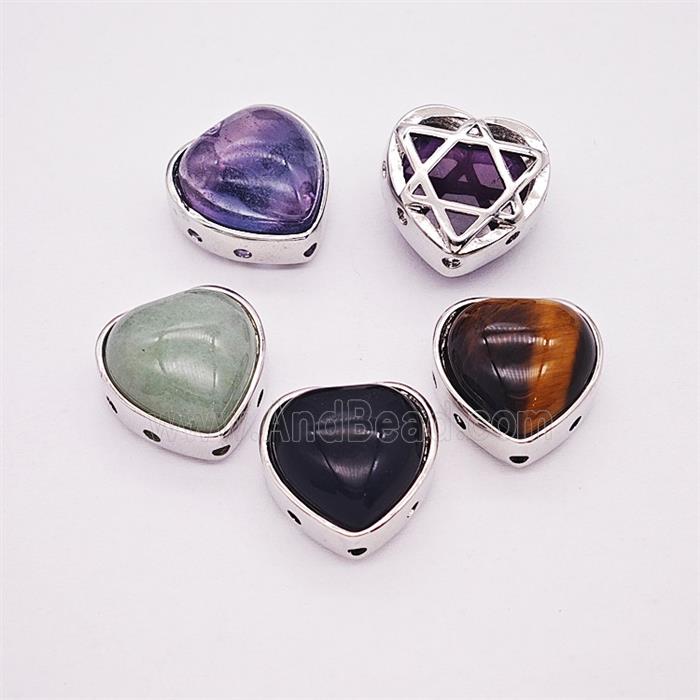 Gemstone Pendant, Antique Silver Plated