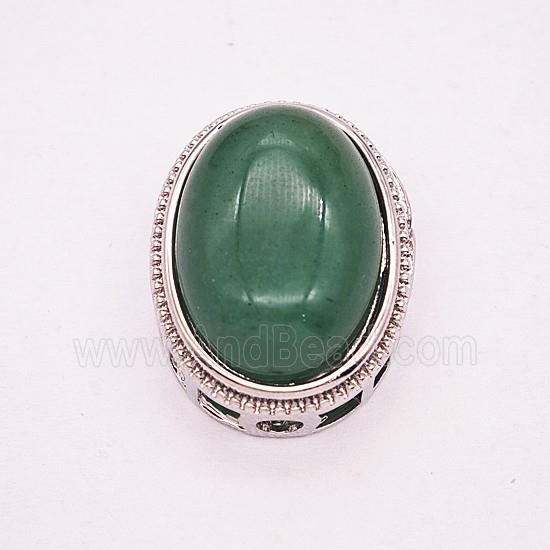 Gemstone Pendant, Antique Silver Plated