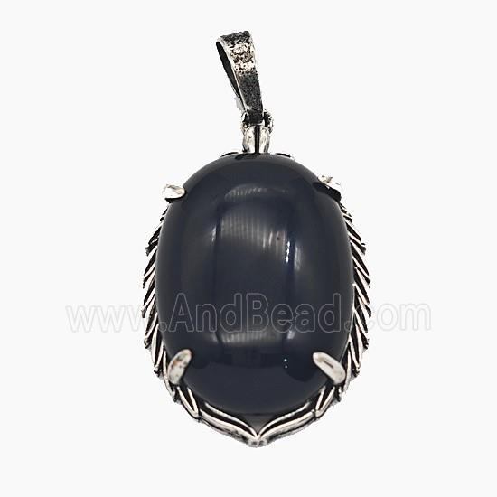 Gemstone Pendant, Antique Silver Plated