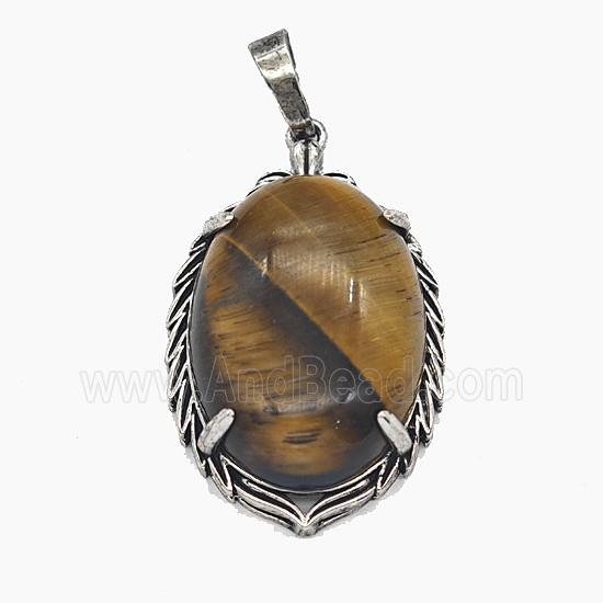 Gemstone Pendant, Antique Silver Plated