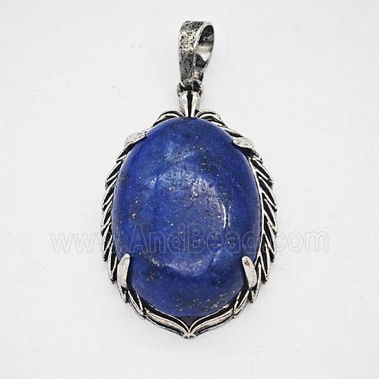 Gemstone Pendant, Antique Silver Plated