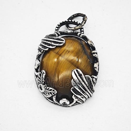 Gemstone Pendant, Antique Silver Plated