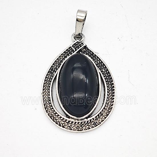 Gemstone Pendant, Antique Silver Plated