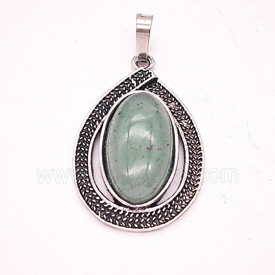 Gemstone Pendant, Antique Silver Plated