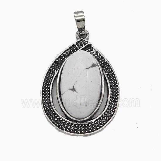 Gemstone Pendant, Antique Silver Plated