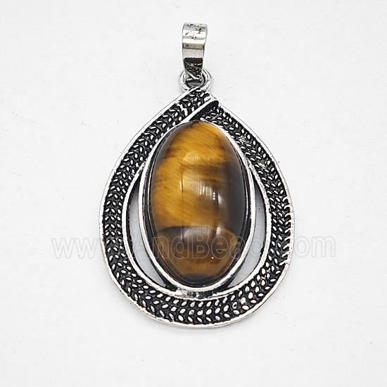 Gemstone Pendant, Antique Silver Plated