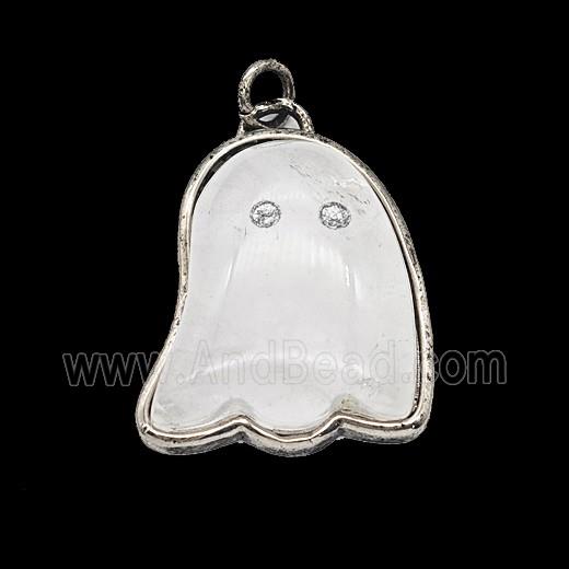 Gemstone Pendant, Antique Silver Plated