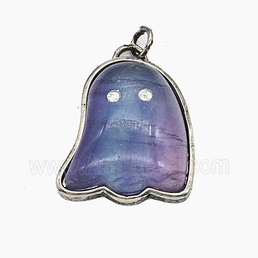 Gemstone Pendant, Antique Silver Plated