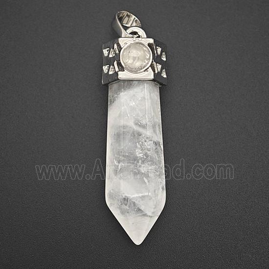 Gemstone Pendant, Antique Silver Plated