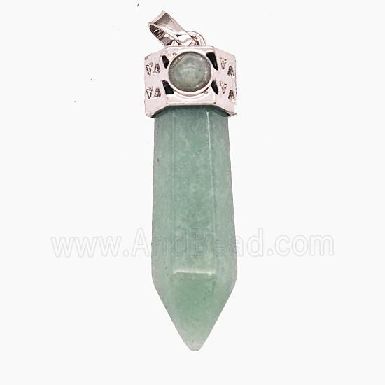 Gemstone Pendant, Antique Silver Plated