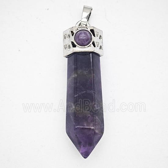 Gemstone Pendant, Antique Silver Plated
