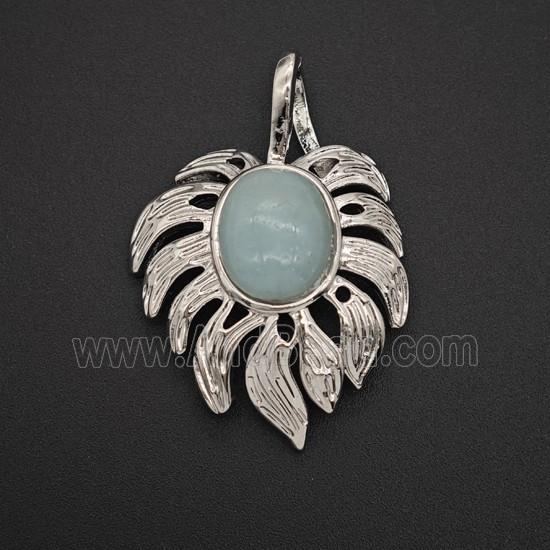 Gemstone Pendant, Antique Silver Plated