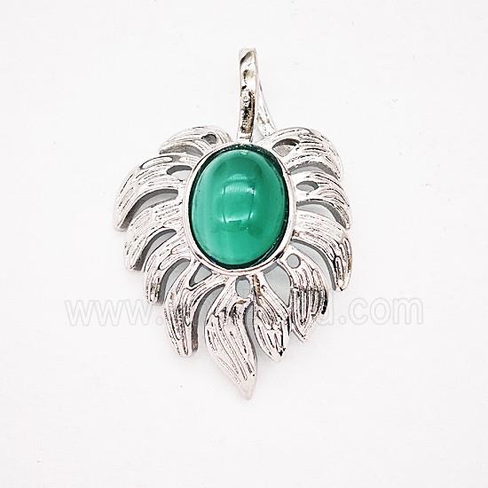 Gemstone Pendant, Antique Silver Plated