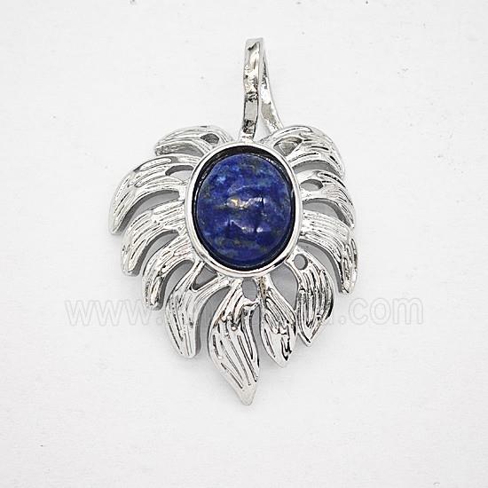 Gemstone Pendant, Antique Silver Plated