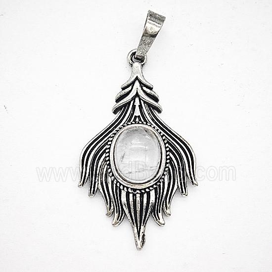 Gemstone Pendant, Antique Silver Plated