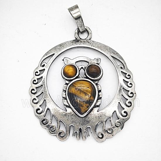 Gemstone Pendant, Antique Silver Plated