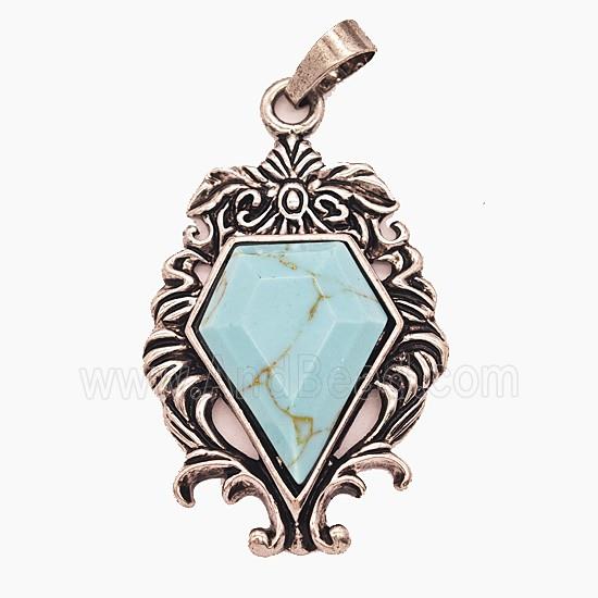 Gemstone Pendant, Antique Silver Plated