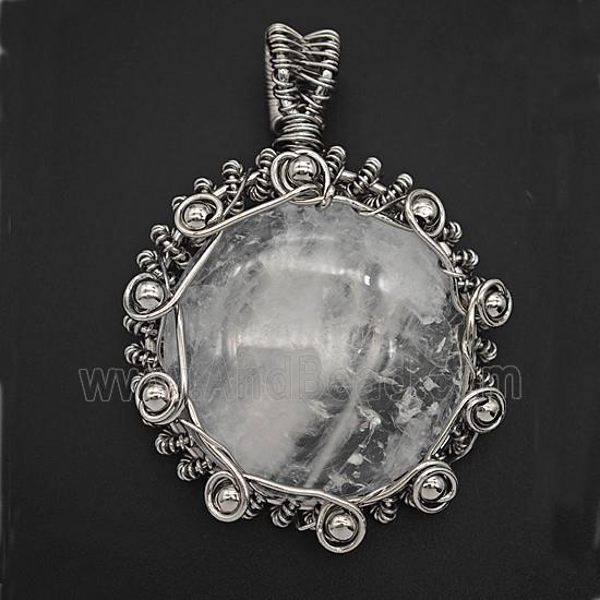 Gemstone Pendant, Antique Silver Plated
