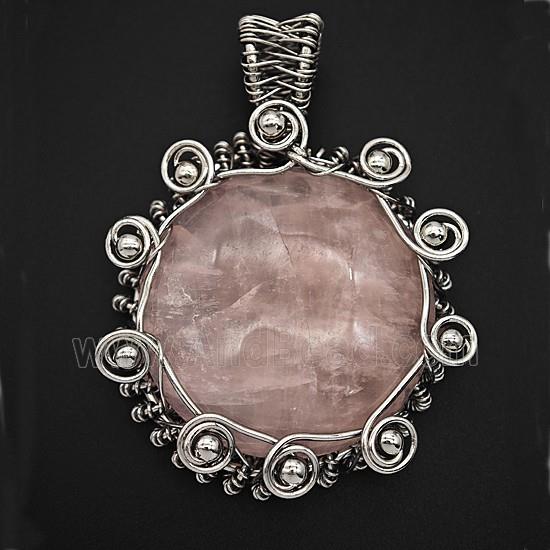 Gemstone Pendant, Antique Silver Plated