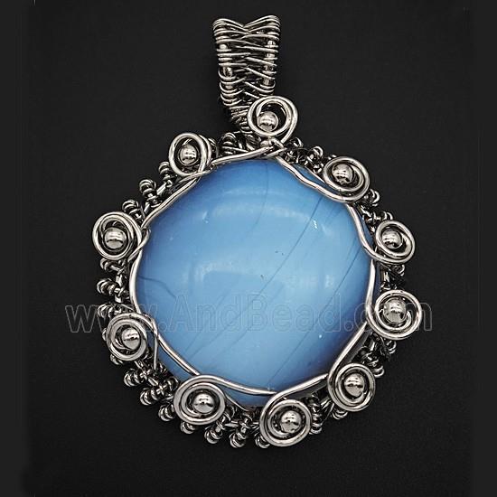 Gemstone Pendant, Antique Silver Plated
