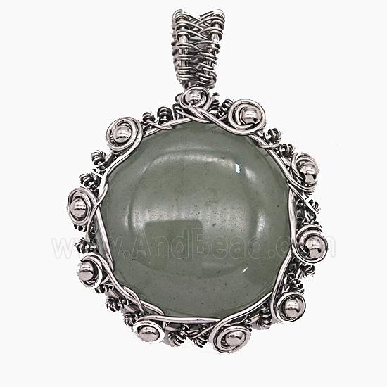 Gemstone Pendant, Antique Silver Plated