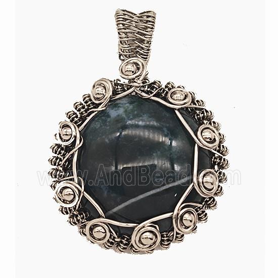 Gemstone Pendant, Antique Silver Plated