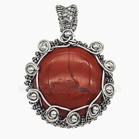 Gemstone Pendant, Antique Silver Plated