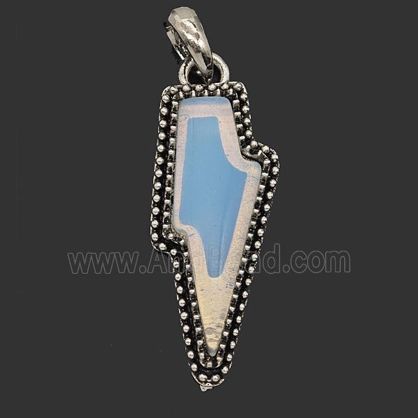 Gemstone Pendant, Antique Silver Plated