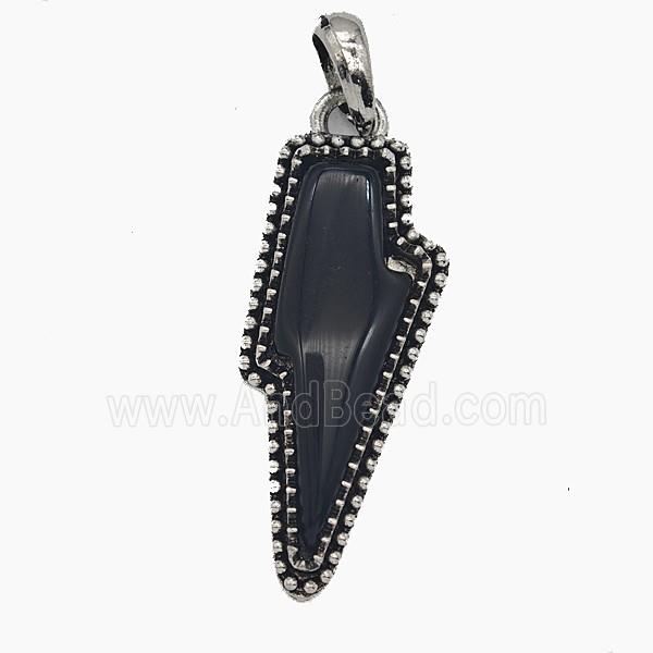Gemstone Pendant, Antique Silver Plated