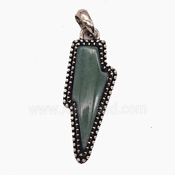 Gemstone Pendant, Antique Silver Plated