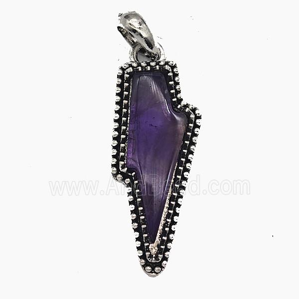 Gemstone Pendant, Antique Silver Plated