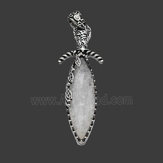 Gemstone Pendant, Antique Silver Plated