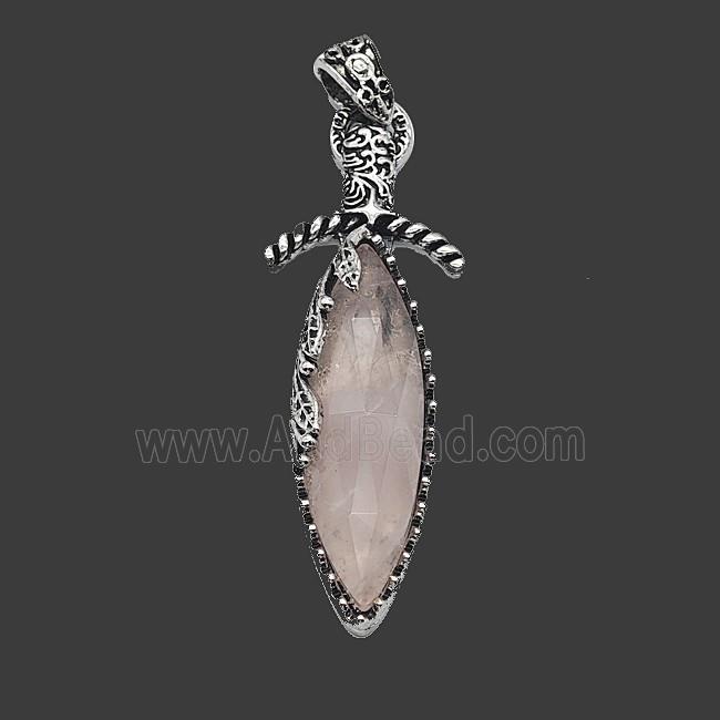 Gemstone Pendant, Antique Silver Plated