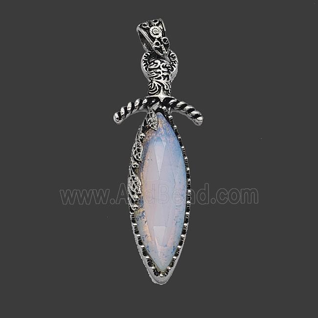 Gemstone Pendant, Antique Silver Plated