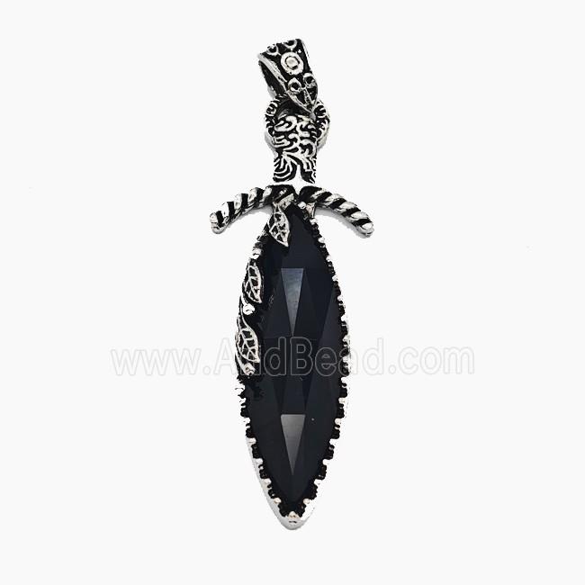 Gemstone Pendant, Antique Silver Plated