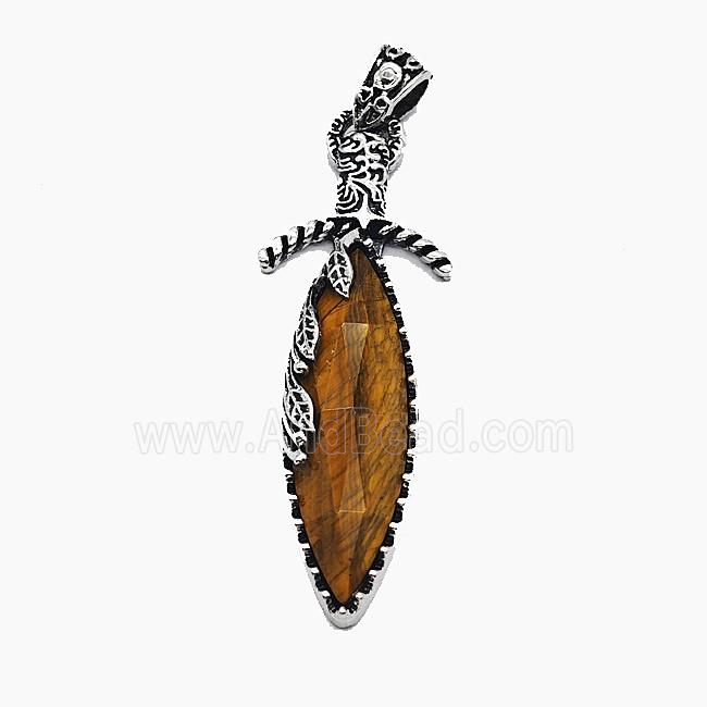 Gemstone Pendant, Antique Silver Plated