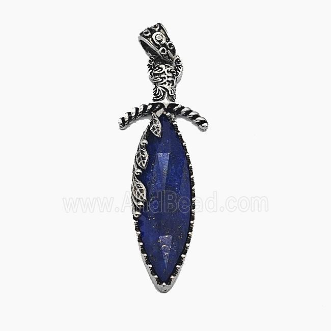 Gemstone Pendant, Antique Silver Plated