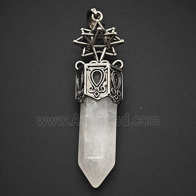 Gemstone Pendant, Antique Silver Plated