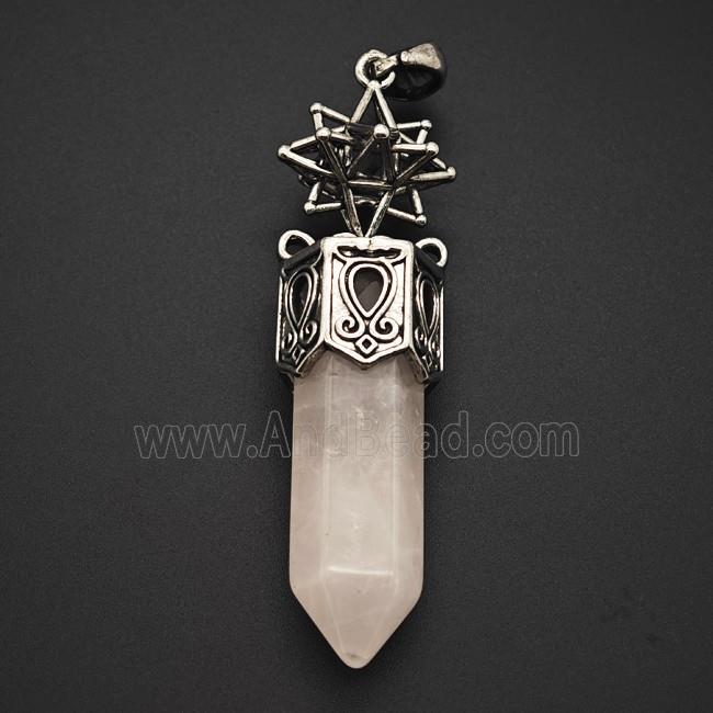 Gemstone Pendant, Antique Silver Plated