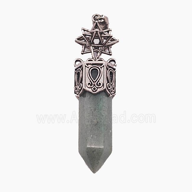Gemstone Pendant, Antique Silver Plated