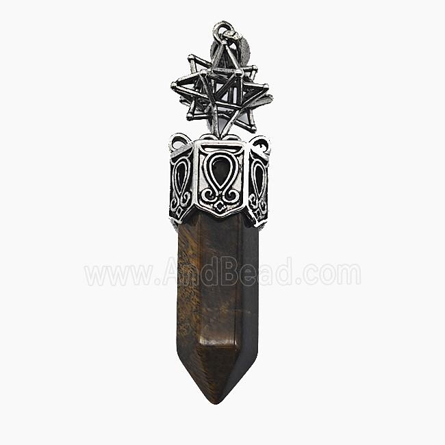 Gemstone Pendant, Antique Silver Plated