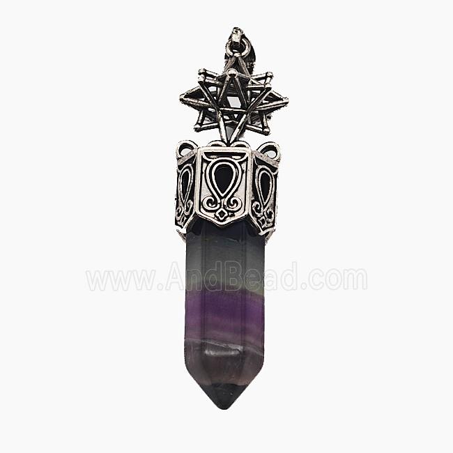 Gemstone Pendant, Antique Silver Plated