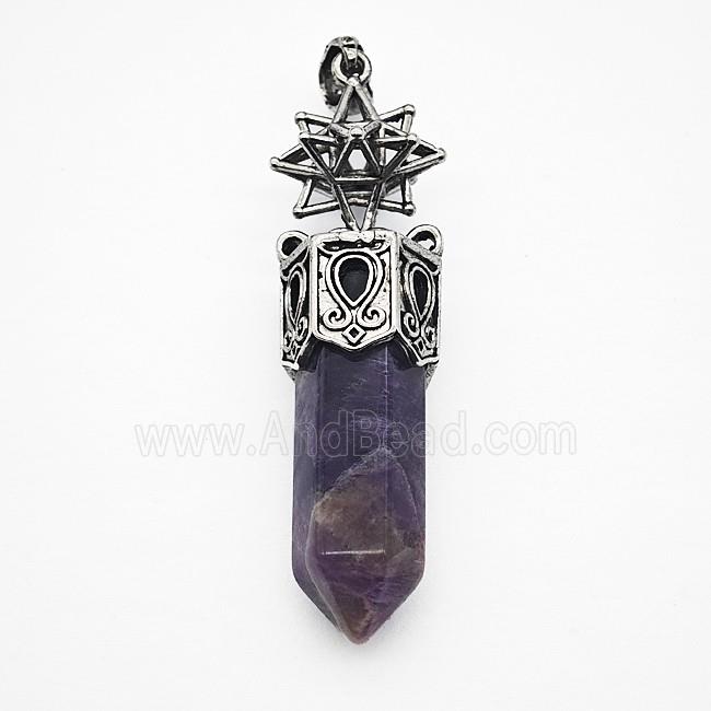 Gemstone Pendant, Antique Silver Plated