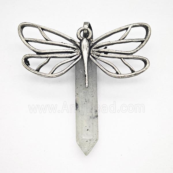 Gemstone Pendant, Antique Silver Plated