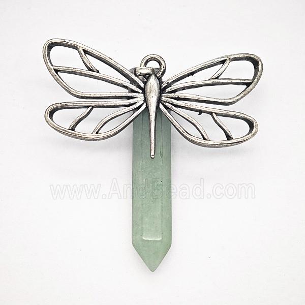 Gemstone Pendant, Antique Silver Plated